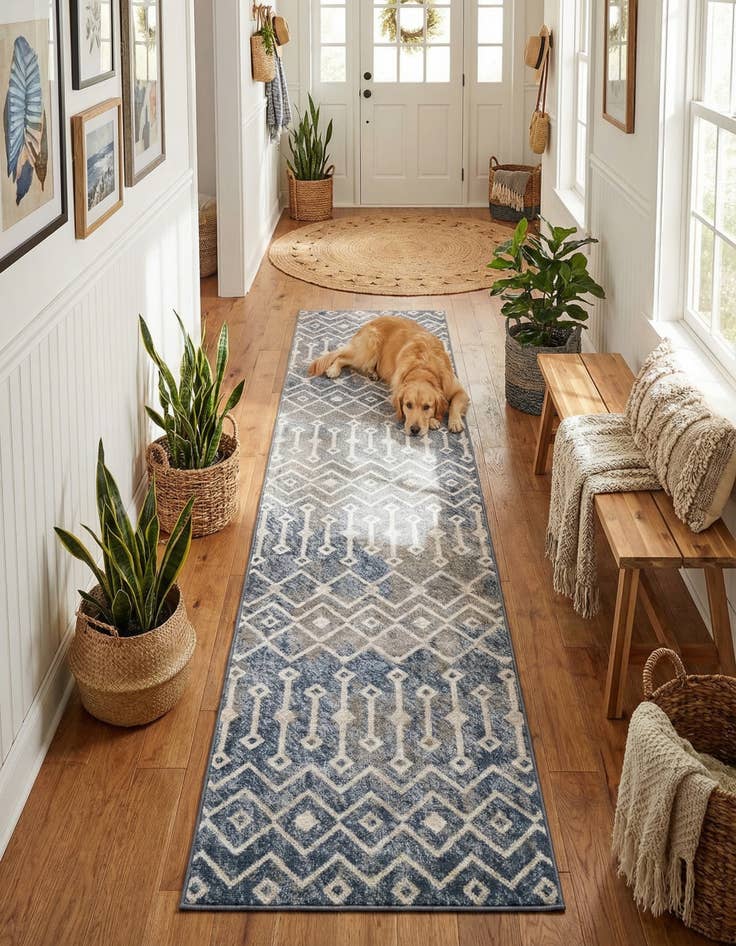 Detail image of 2' 7 x 14' Bohemian Trellis Runner Rug