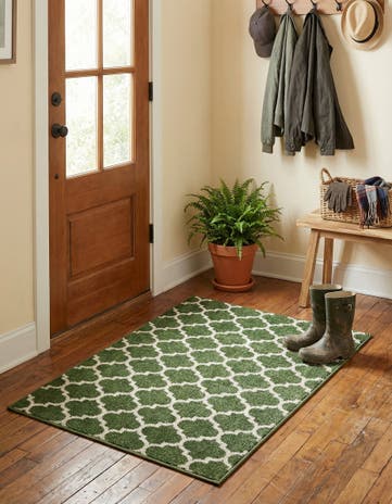 Dark Green Lattice Rug