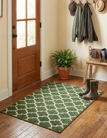 Dark Green Lattice Rug