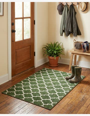 Dark Green Lattice Rug
