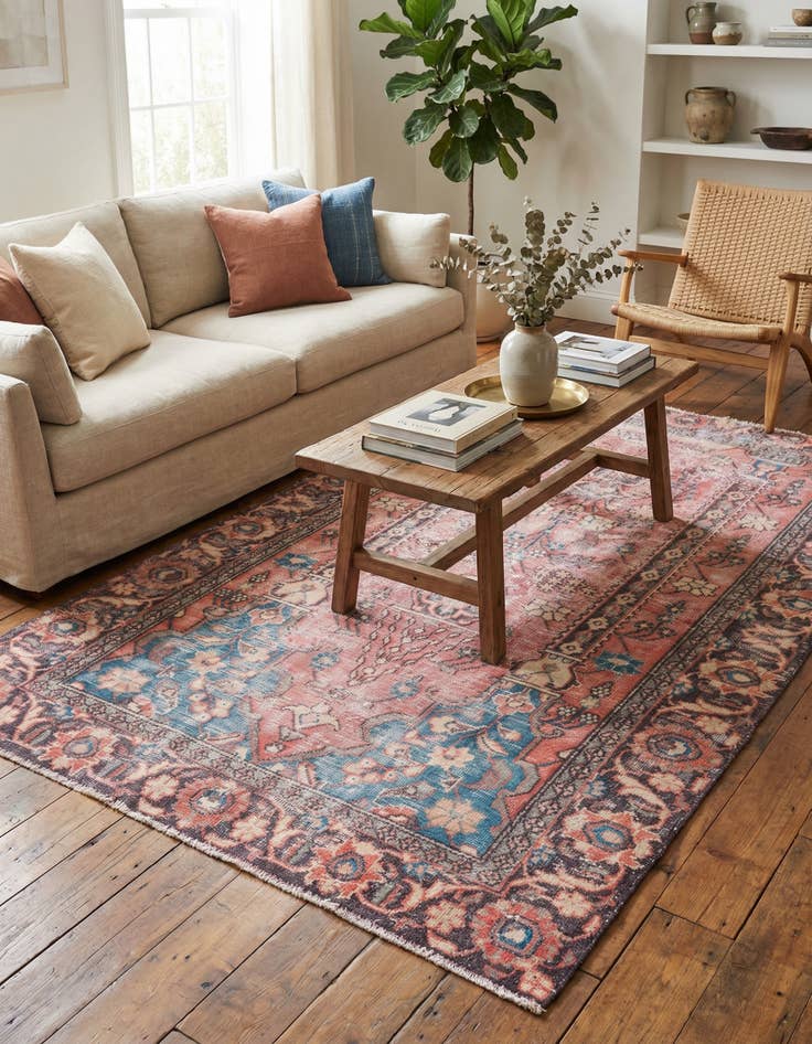 Detail image of 3' 9 x 5' 10  Hand Knotted Ultra Vintage Persian Wool Rug