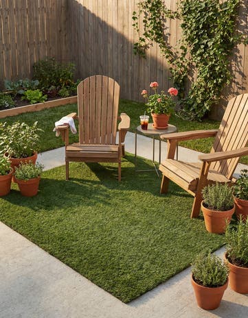 5' 3 x 5' 3 Easy-Clean Grass Indoor / Outdoor Square Rug