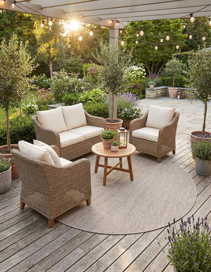 Detail image of 7' 10 x 7' 10 Easy-Clean Solid Indoor / Outdoor Round Rug
