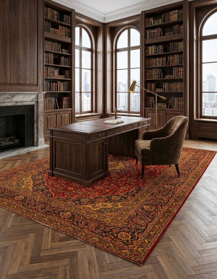 Detail image of 9' 7 x 12' 6 Kashan Wool Rug