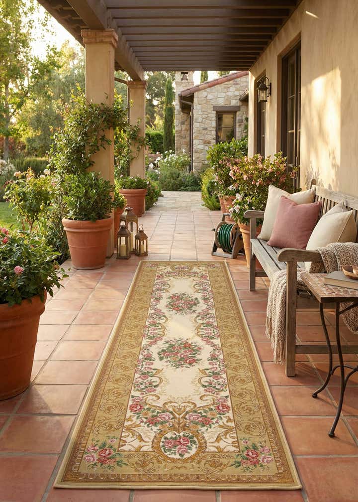 2' 7 x 12' Easy-Clean Traditional Indoor / Outdoor Runner Rug