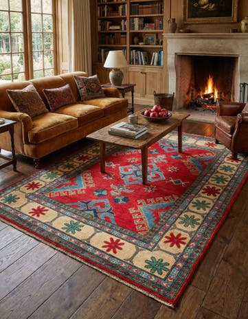 4' 9 x 6' 7 Hand Knotted Kazak Rug