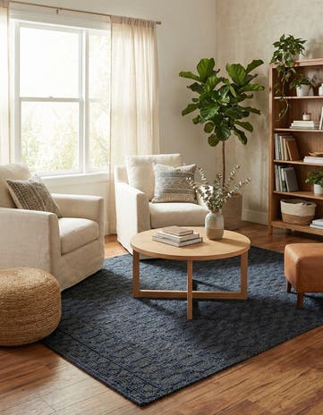 Navy Blue Hand Woven Larsa Jute Square Rug