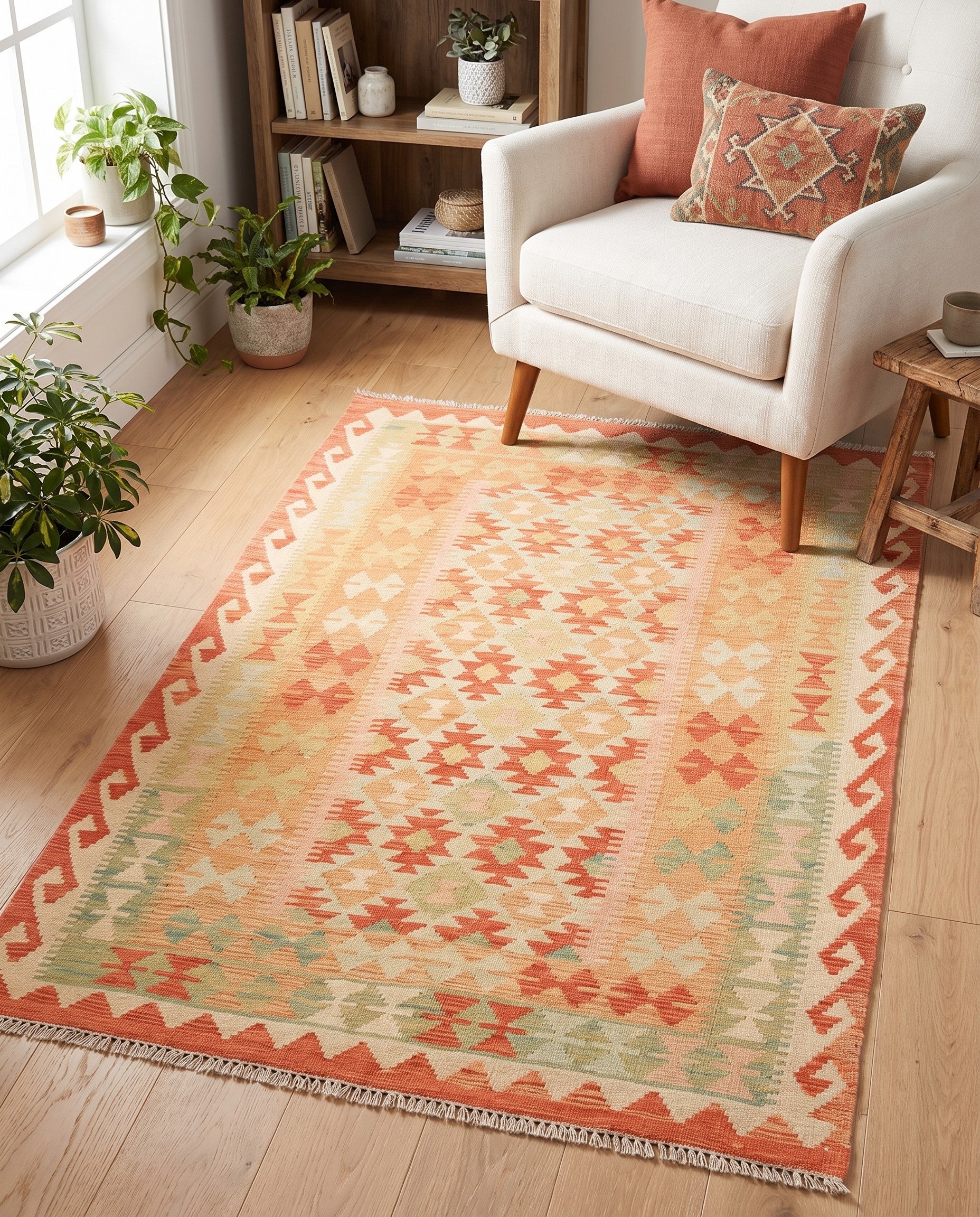 3' 3 x 5' 2 Hand Woven Kilim Waziri Wool Rug