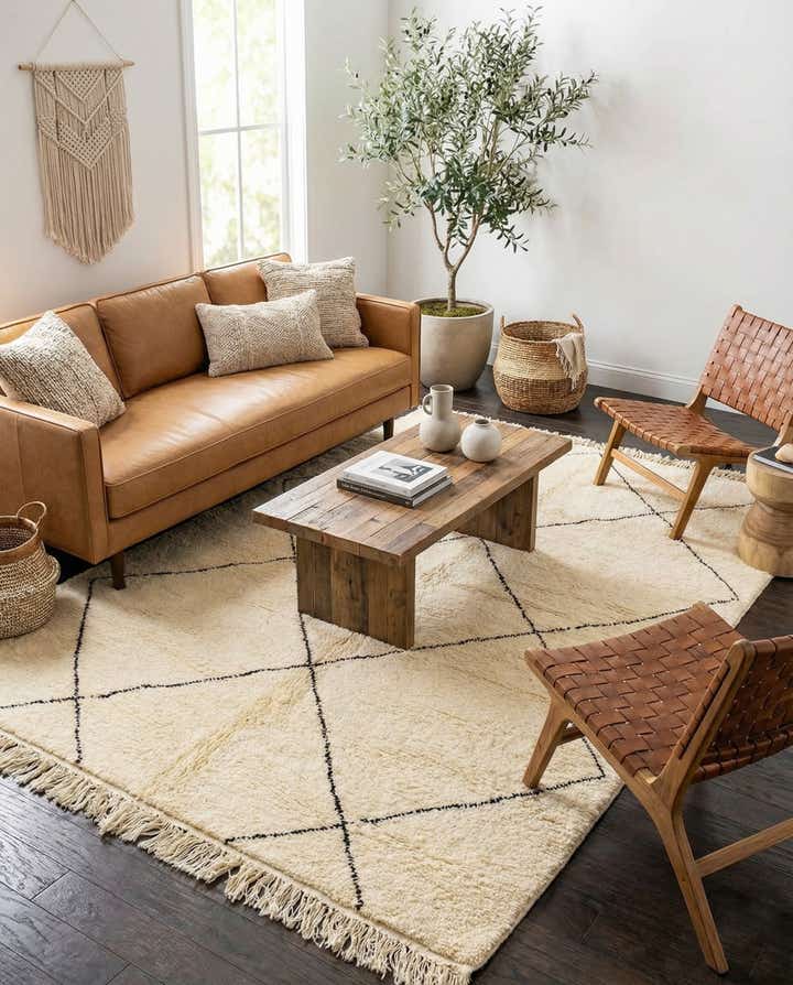 6' 8 x 9' 6 Hand Knotted Moroccan Wool Rug