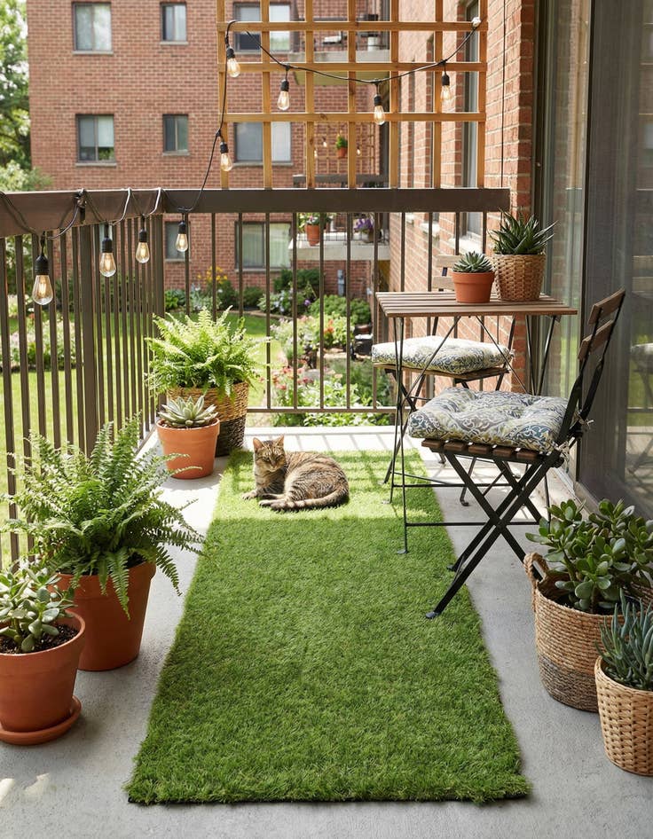 Detail image of 2' x 5'  Washable Grass Indoor / Outdoor Runner Rug