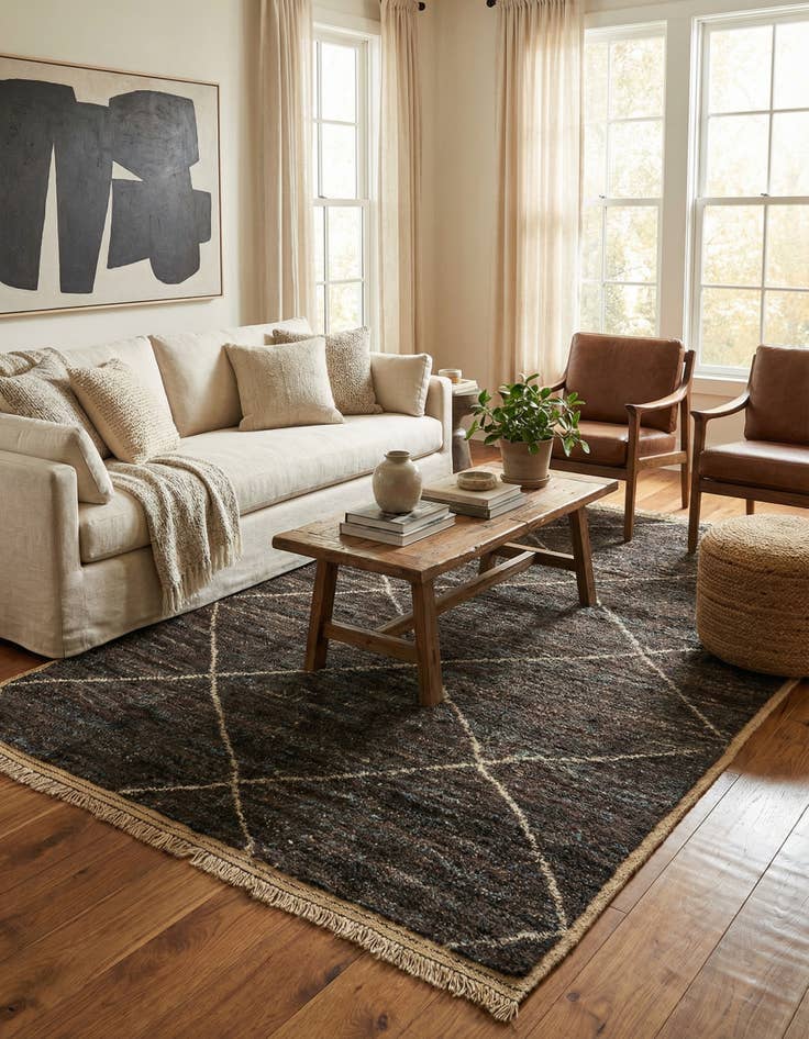 Detail image of 5' 3 x 8' 7  Hand Knotted Moroccan Wool Rug