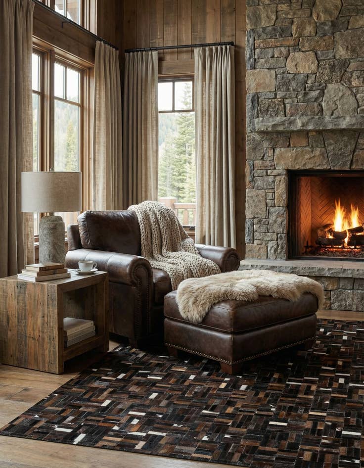 Detail image of  5' x 7' 11 Cowhide - Patchwork Rug