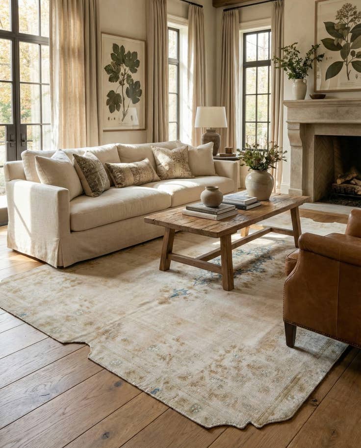 Detail image of 6' 8 x 9' 6 Hand Knotted Ultra Vintage Persian Wool Rug