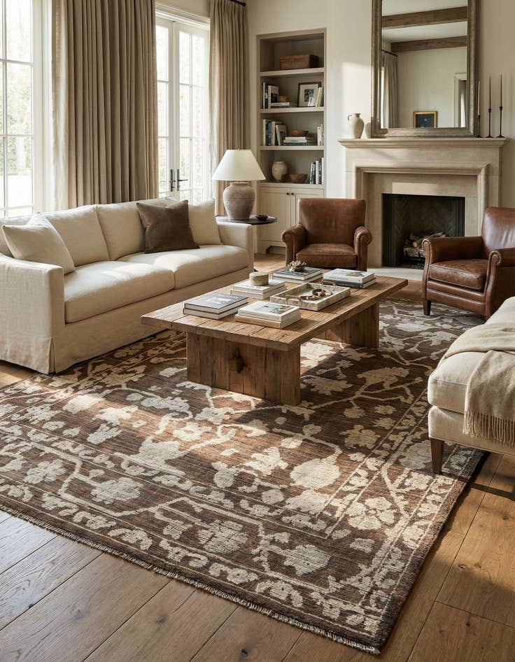 Detail image of 9' 1 x 13'  Hand Knotted Oushak Wool Rug