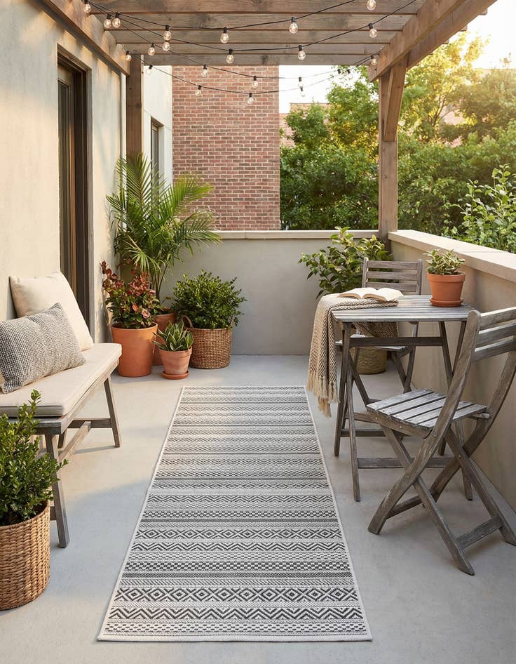 Detail image of 2' x 6'  Washable Striped Indoor / Outdoor Runner Rug