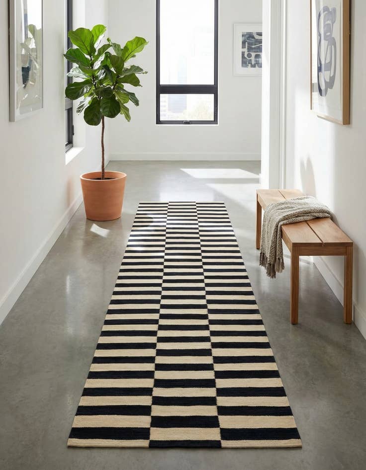 Detail image of 2' 8 x 9' 9  Hand Woven Kilim Modern Wool Runner Rug