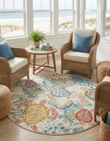 5' 3 x 5' 3 Washable Amalfi Round Rug