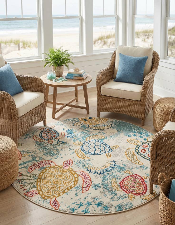 Detail image of 5' 3 x 5' 3  Washable Capri Round Rug