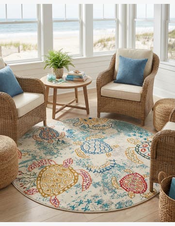 5' 3 x 5' 3 Washable Amalfi Round Rug