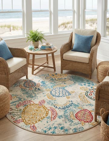 5' 3 x 5' 3 Washable Amalfi Round Rug