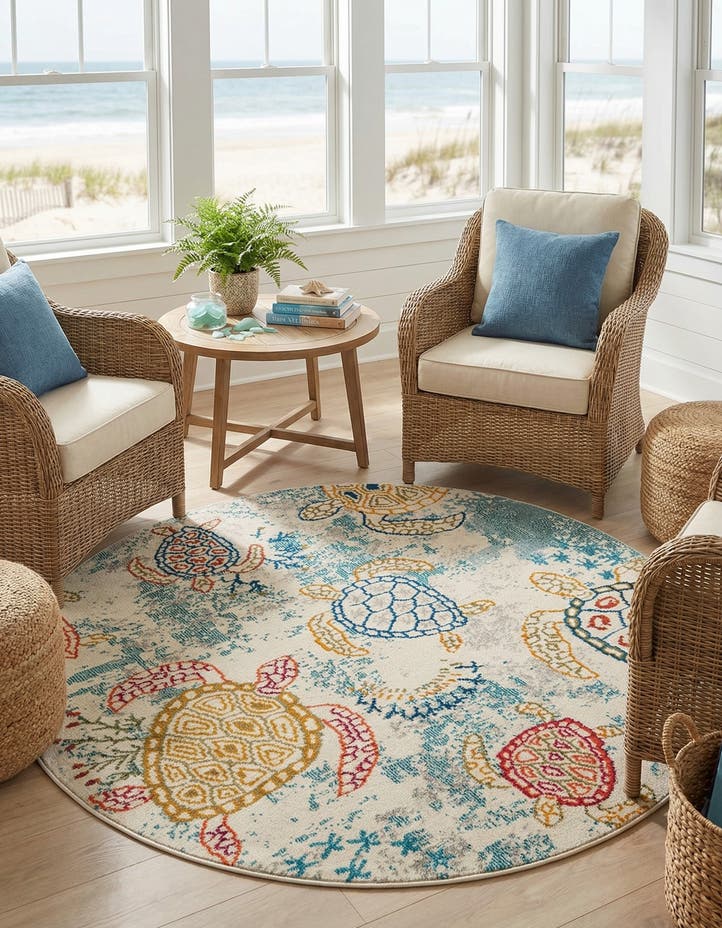 5' 3 x 5' 3 Washable Amalfi Round Rug
