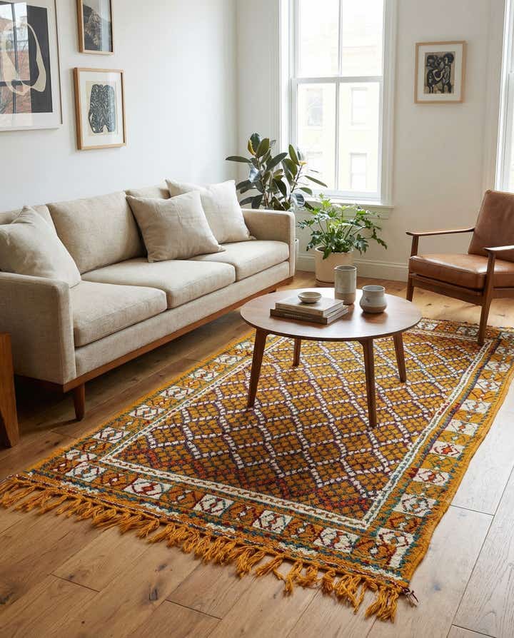 5' 4 x 9' Hand Knotted Moroccan Oriental Wool Rug