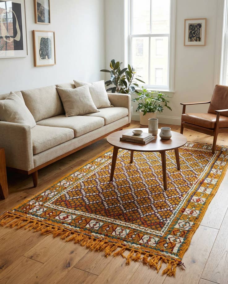 Detail image of 5' 4 x 9' Hand Knotted Moroccan Oriental Wool Rug