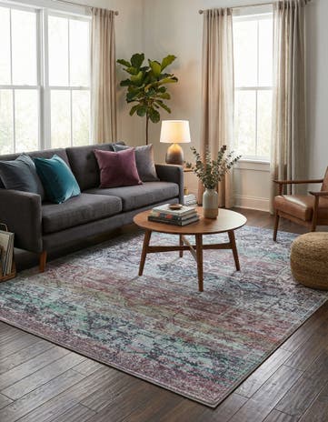 Blue Green Washable Renaissance Rug