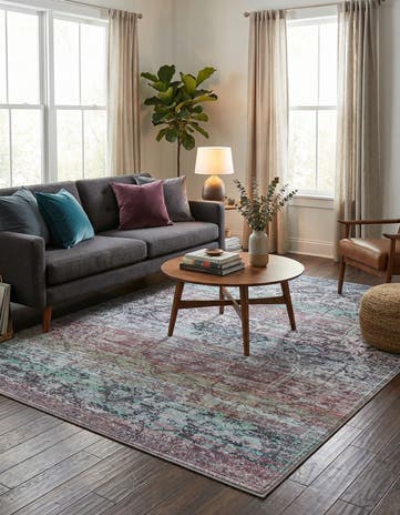 Blue Green Washable Renaissance Rug