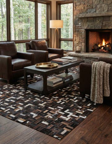 5' x 8' 1 Cowhide Leather Rug