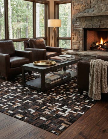 5' x 8' 1 Cowhide Leather Rug