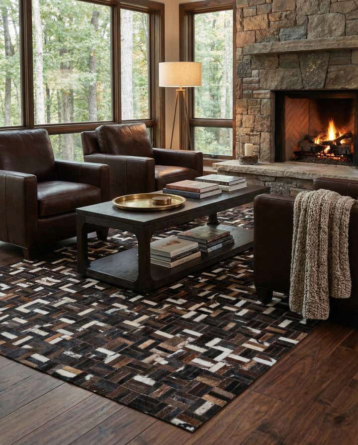 5' x 8' 1 Cowhide Leather Rug