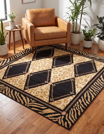 Light Brown Safari Square Rug