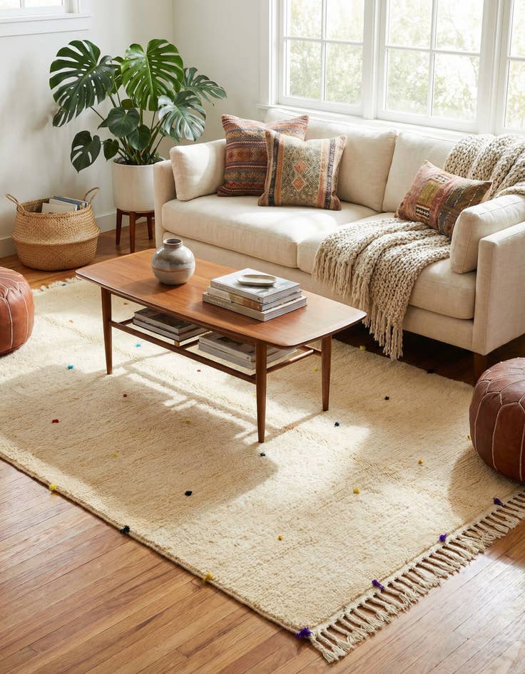 Detail image of 4' 7 x 7' 8  Hand Knotted Moroccan Wool Rug