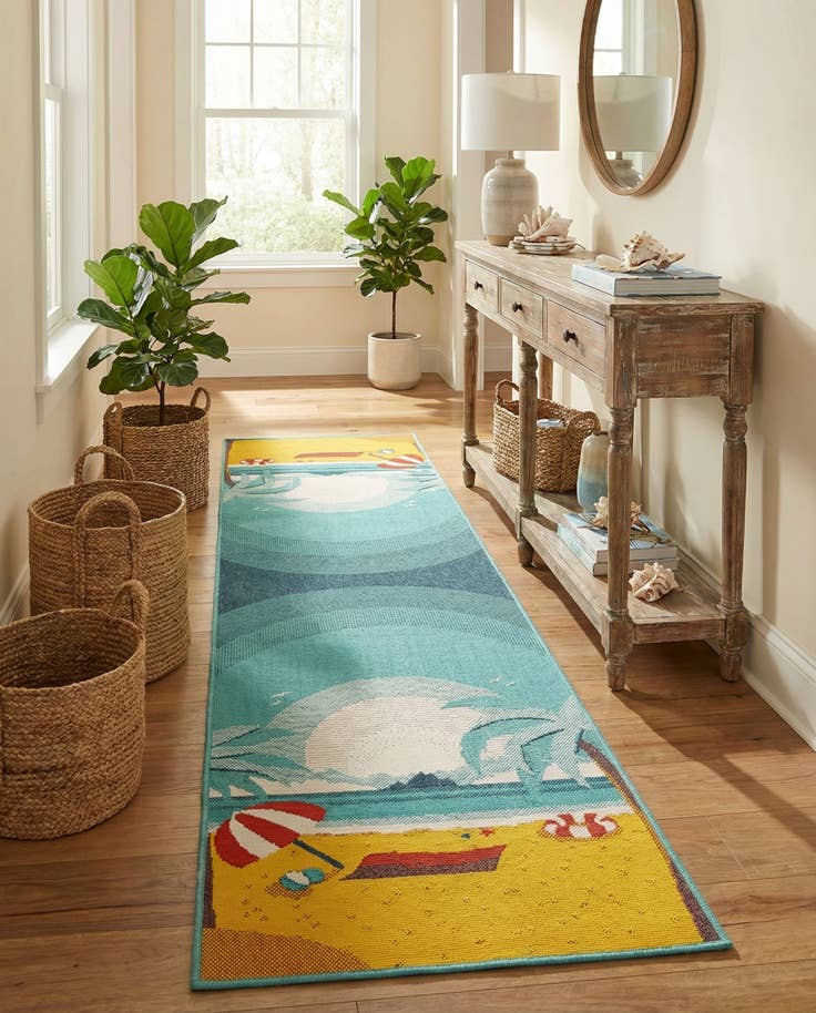 Detail image of 2' 7 x 10' Easy-Clean Coastal Indoor / Outdoor Runner Rug
