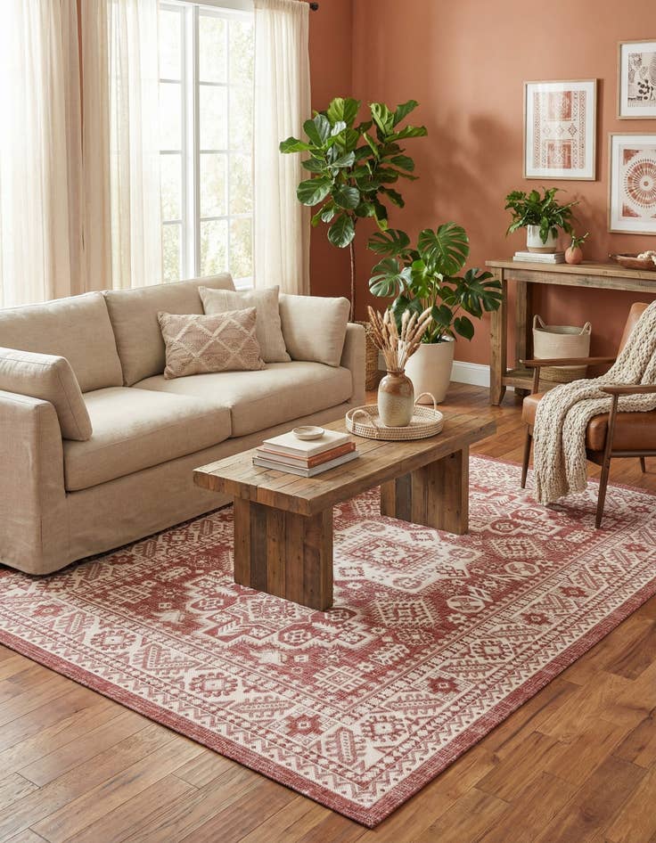 Detail image of 6' x 9'  Washable Aztec Indoor / Outdoor Rug