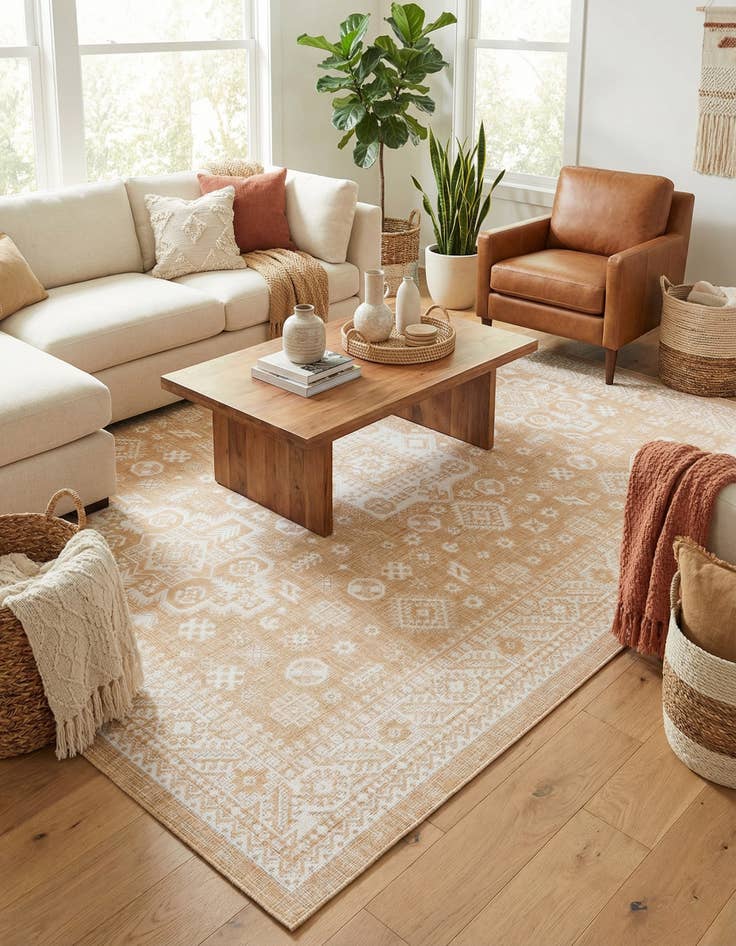 Detail image of 9' x 12'  Washable Aztec Indoor / Outdoor Rug