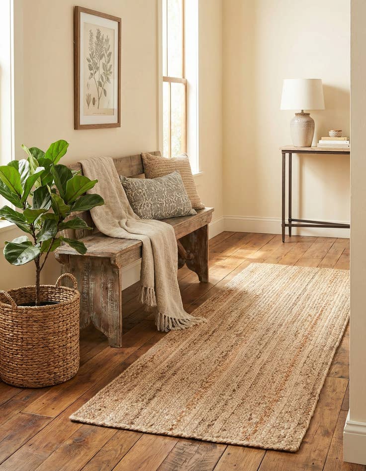 Detail image of  2' x 5' 1  Hand Braided Jute Runner Rug