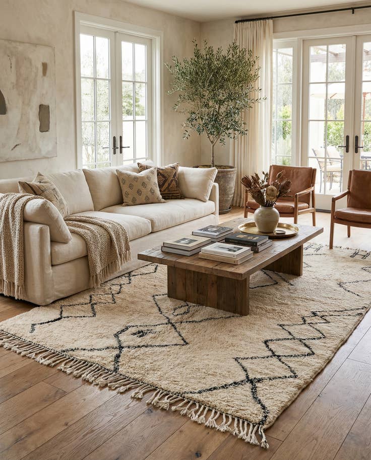 Detail image of 6' 3 x 9' 5 Hand Knotted Moroccan Wool Rug