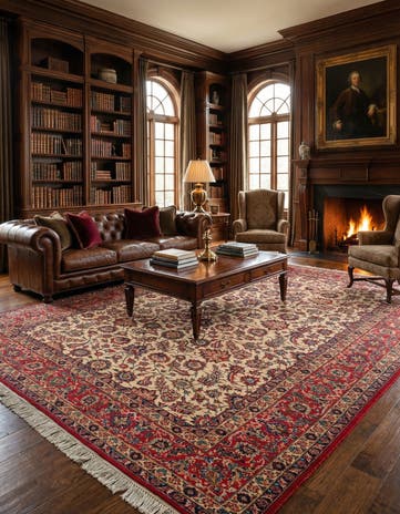 10' 3 x 12' 9 Hand Knotted Kashan Persian Wool Rug