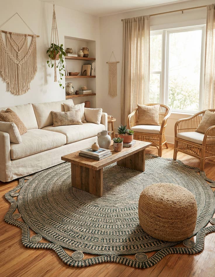 Detail image of 10' x 10' Braided Jute Round Rug