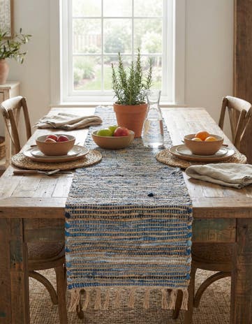 1' 2 x 6' 1 Hand Woven Chindi Jute Table Runner Rug