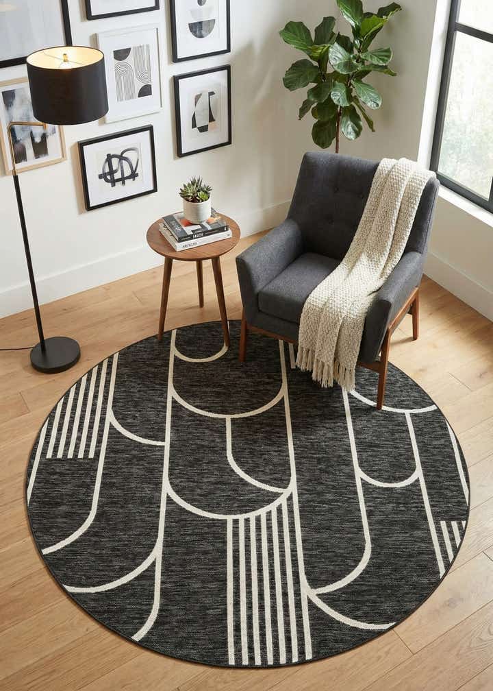6' x 6' Easy-Clean Modern Indoor / Outdoor Round Rug