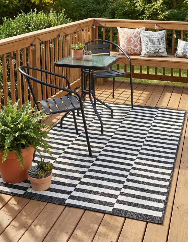 Detail image of 4' x 6' Easy-Clean Striped Indoor / Outdoor Rug