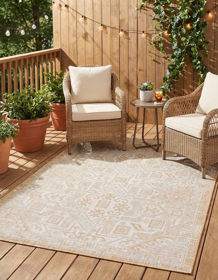 Detail image of  4' x 6'  Washable Aztec Indoor / Outdoor Rug