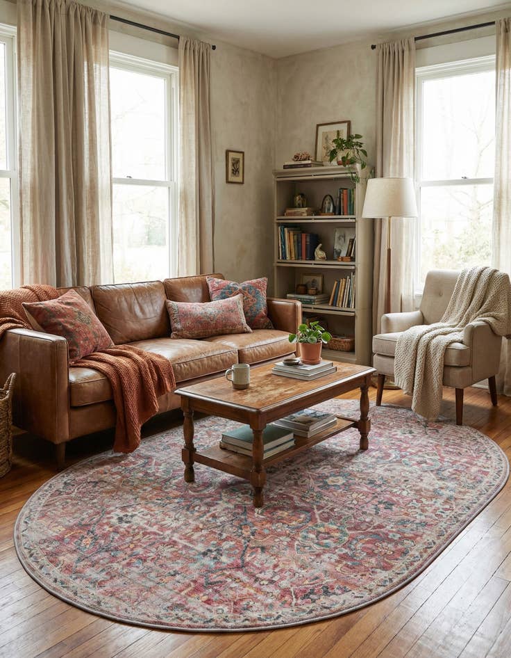 Detail image of 5' 3 x 8'  Washable Nostalgia Oval Rug