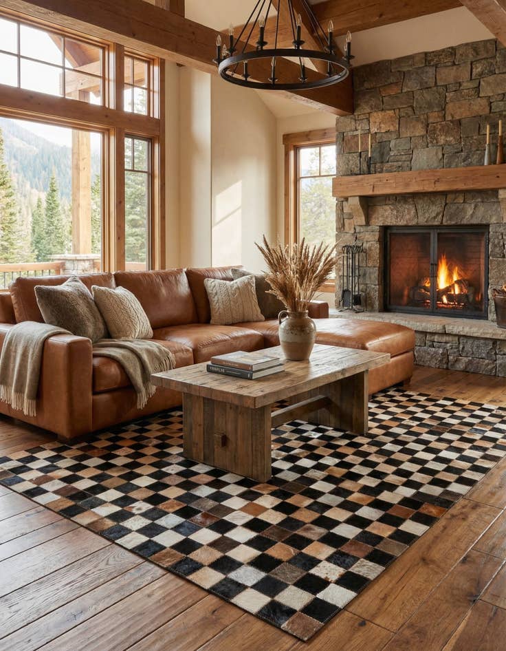 Detail image of  5' x 8' Cowhide Leather Rug