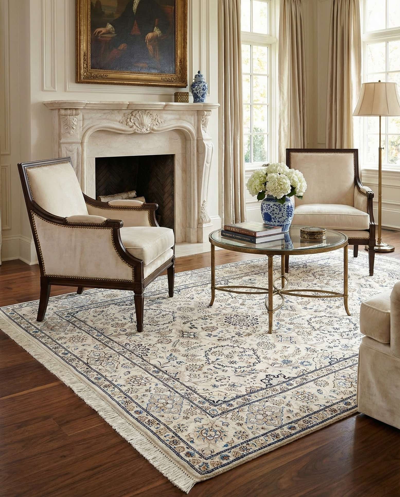 4' 11 x 7' 8 Hand Knotted Nain Rug