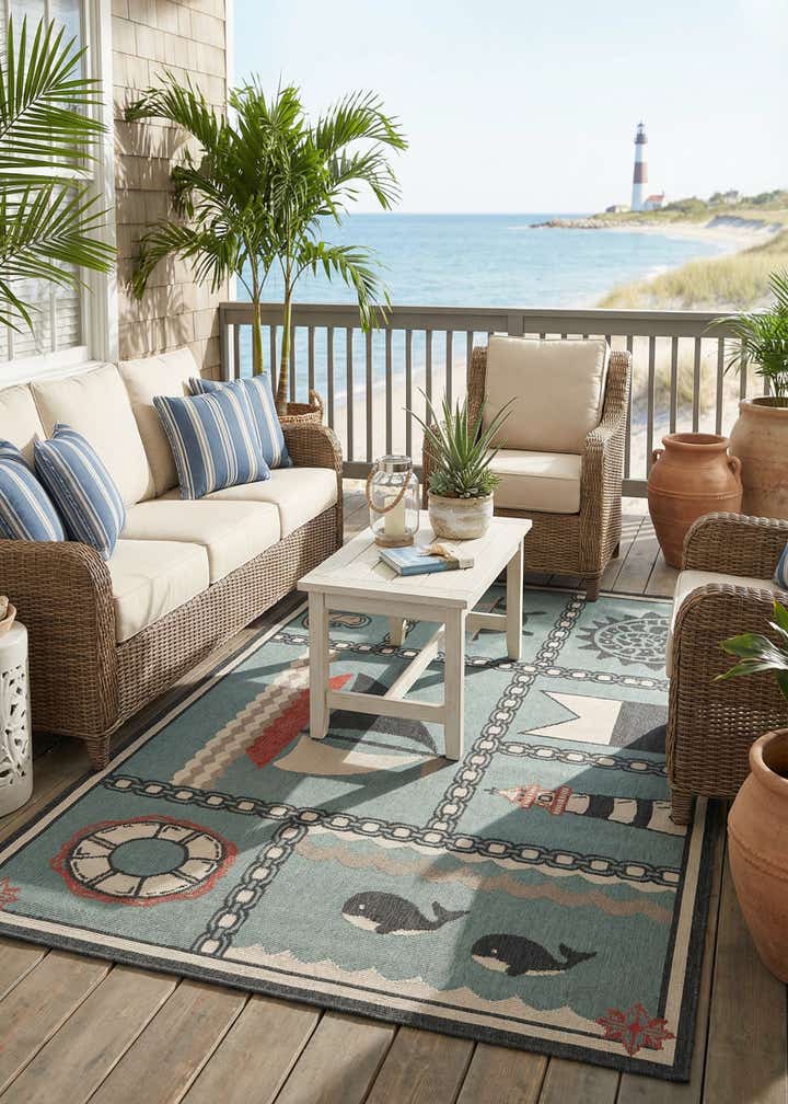 5' x 8' Easy-Clean Coastal Indoor / Outdoor Rug
