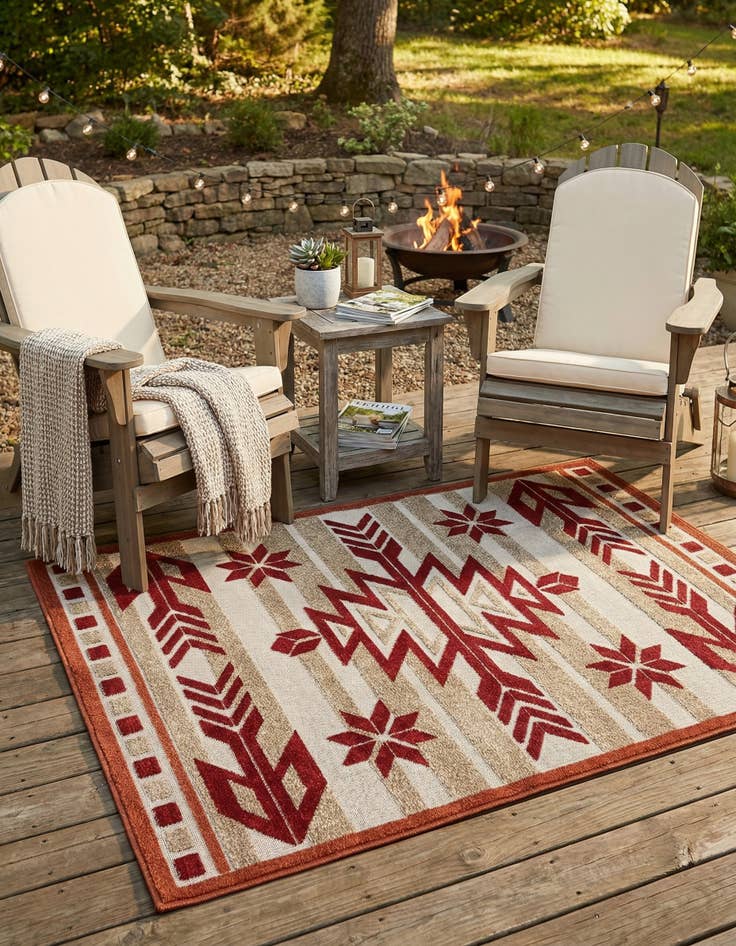 Detail image of 4' x 6' Easy-Clean Modern Indoor / Outdoor Rug